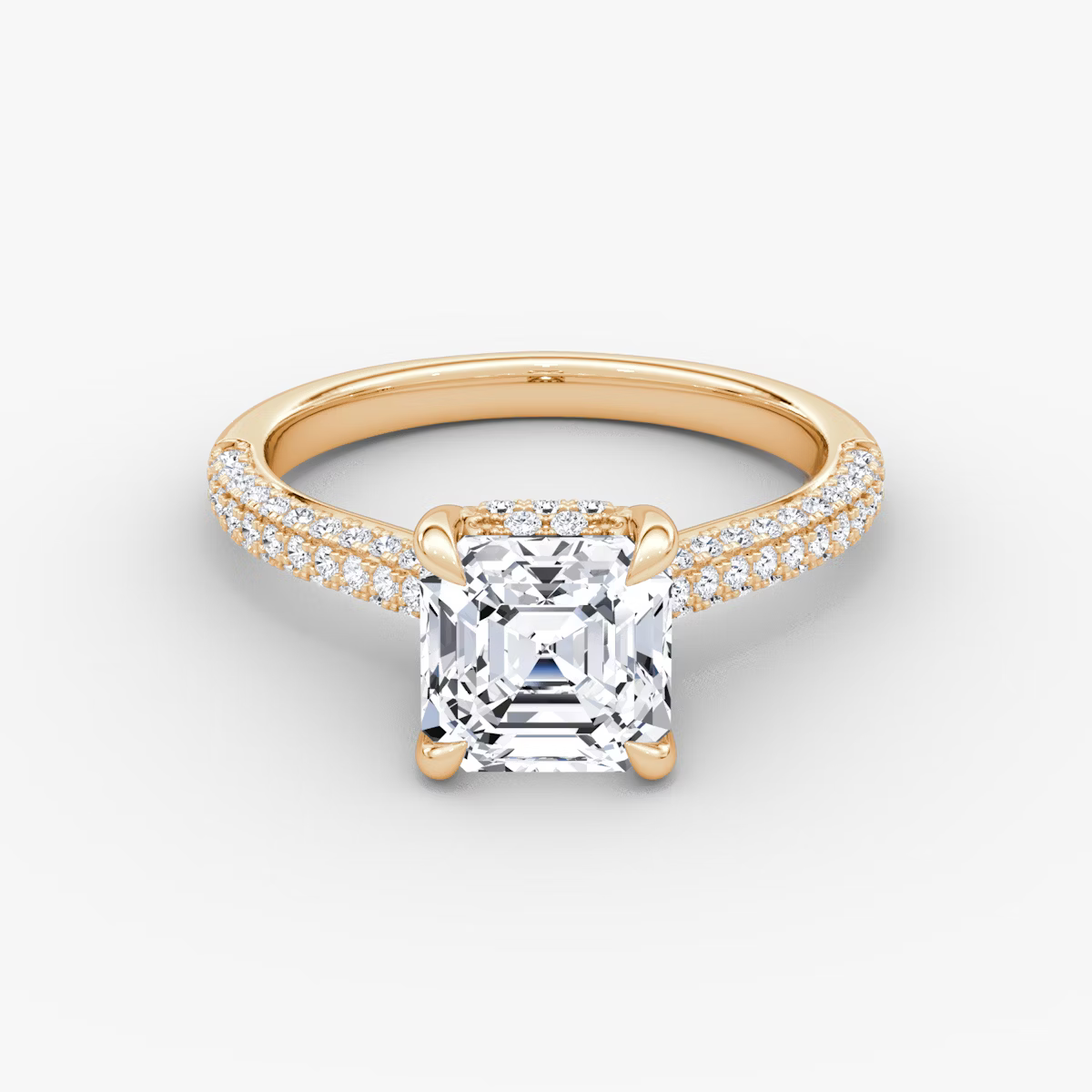 The Luxe Hidden Halo Pavé Asscher Diamond Ring