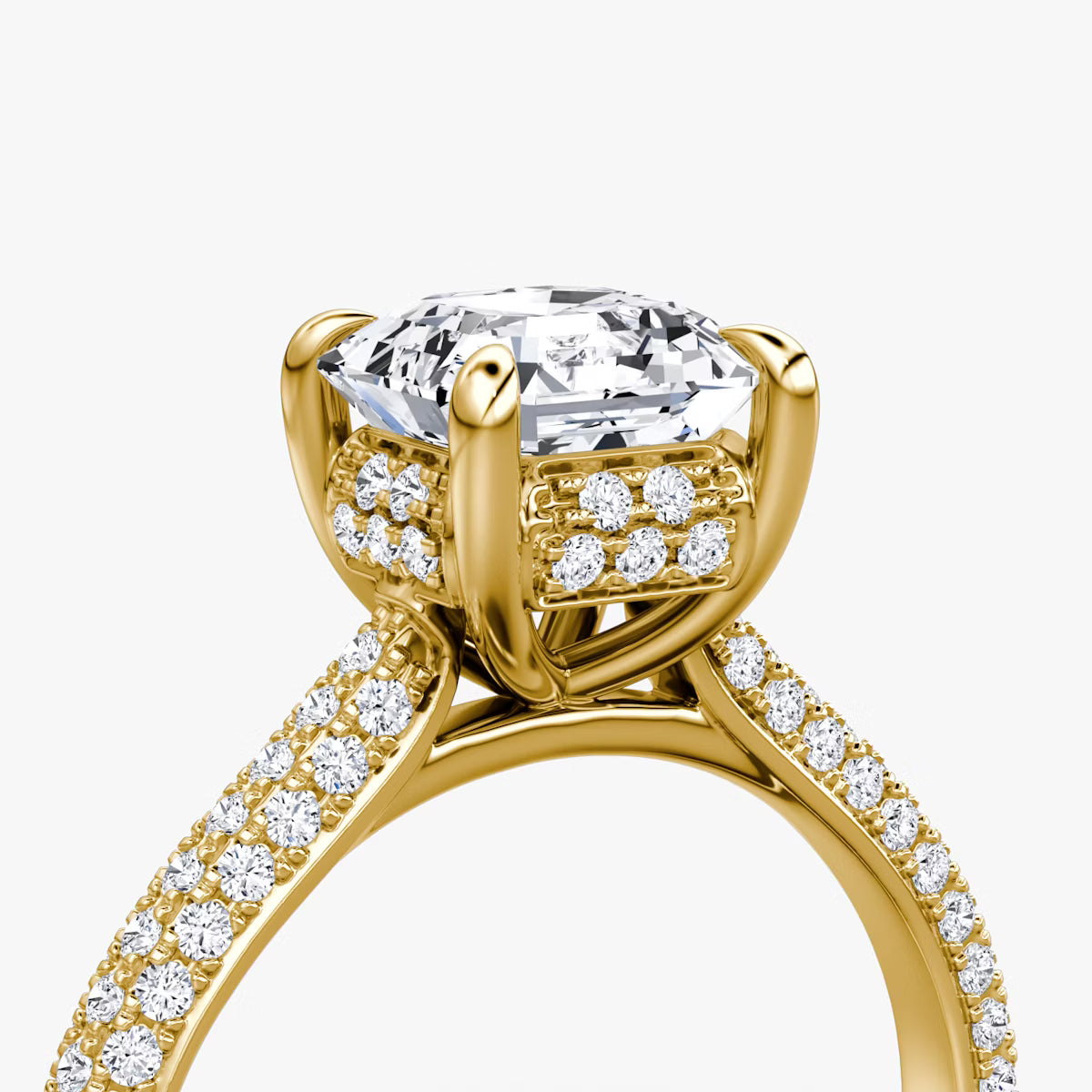 The Luxe Hidden Halo Pavé Asscher Diamond Ring