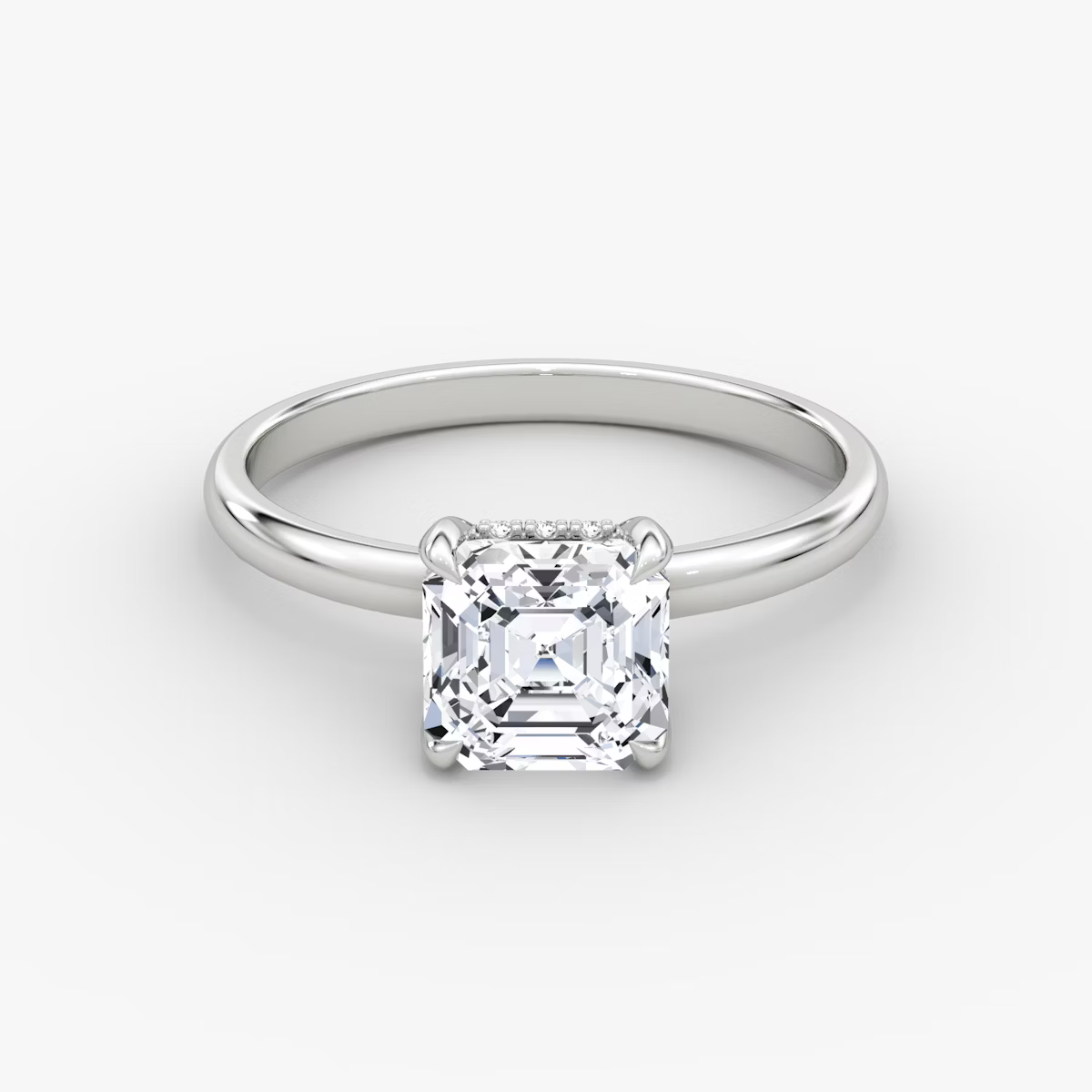 Asscher Secret Halo Diamond Ring