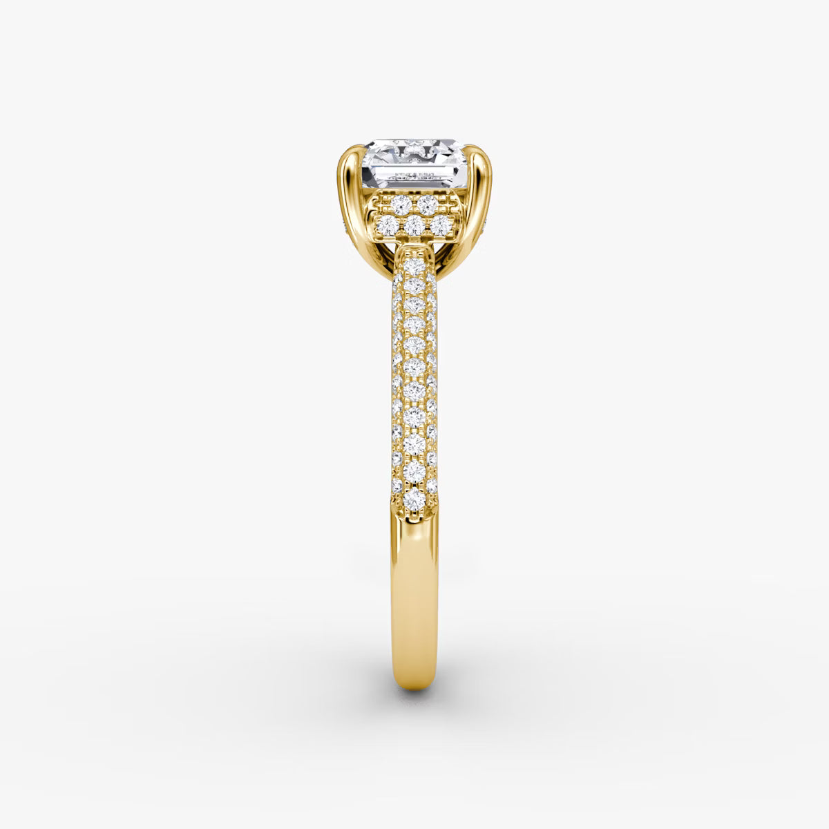The Luxe Hidden Halo Pavé Asscher Diamond Ring