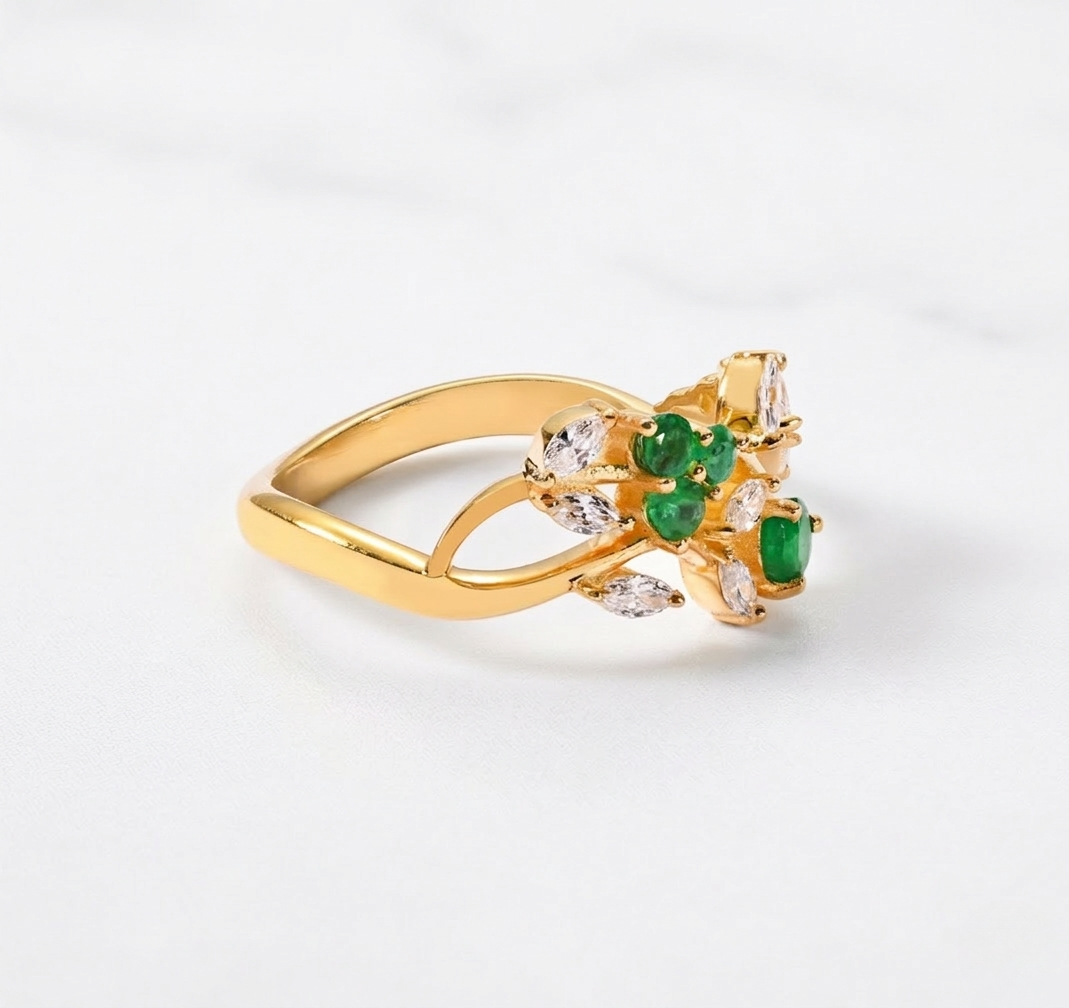 Emerald Petals Ring