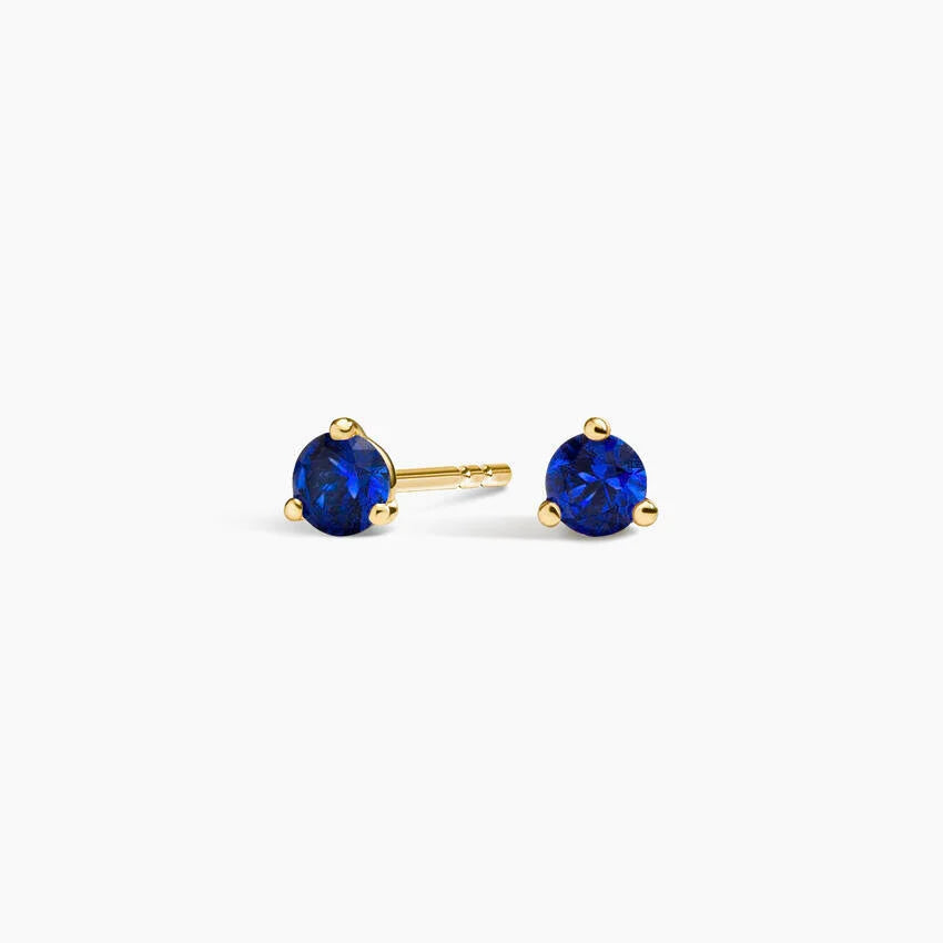 Blue Sapphire Birthstone Stud Earrings