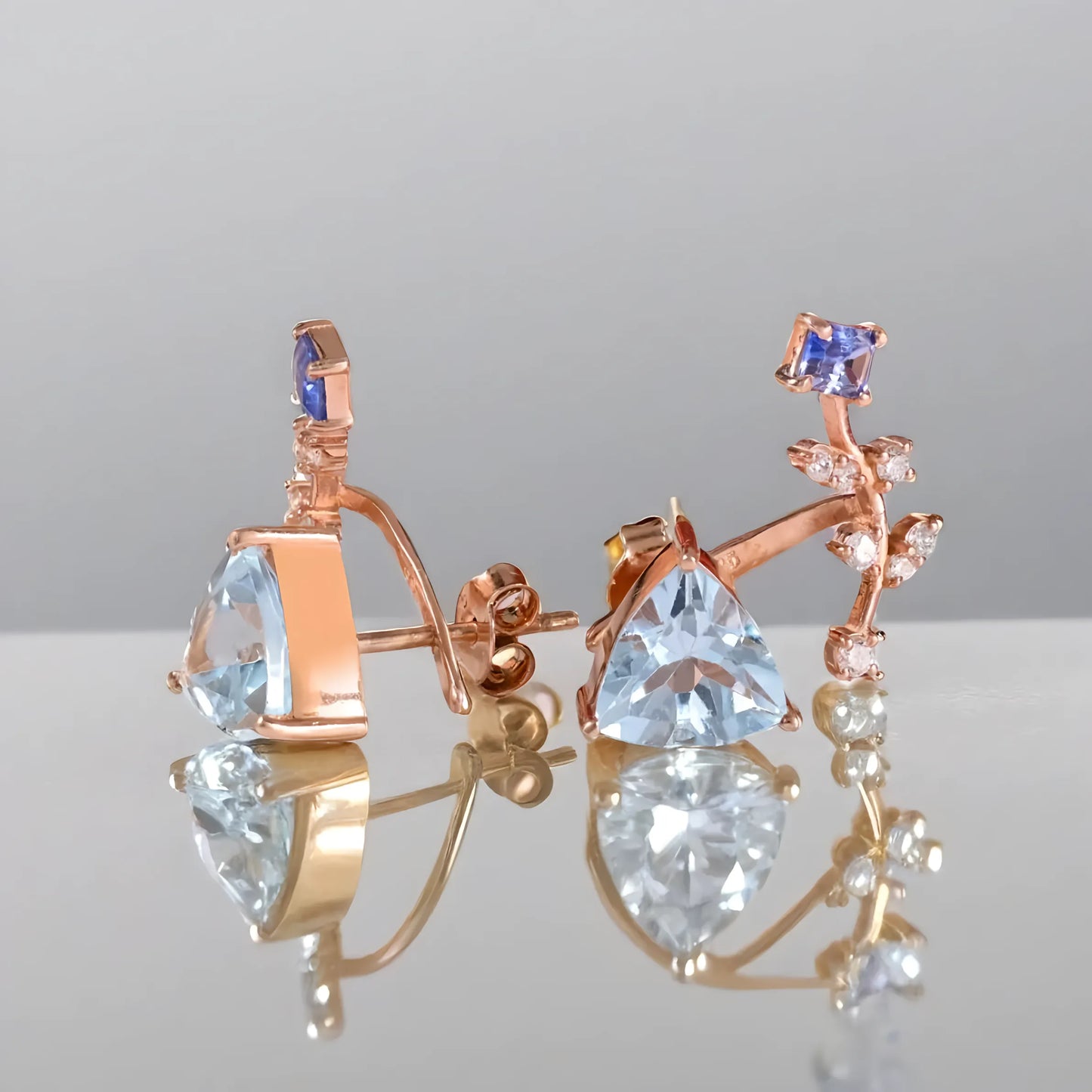 Topaz and Sapphire Diamond Studs