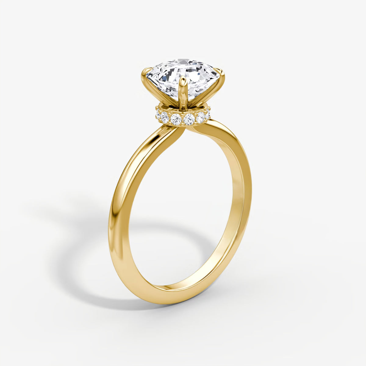 Asscher Secret Halo Diamond Ring