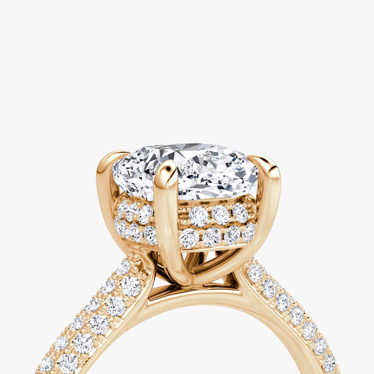The Luxe Hidden Halo Pavé Cushion Diamond Ring