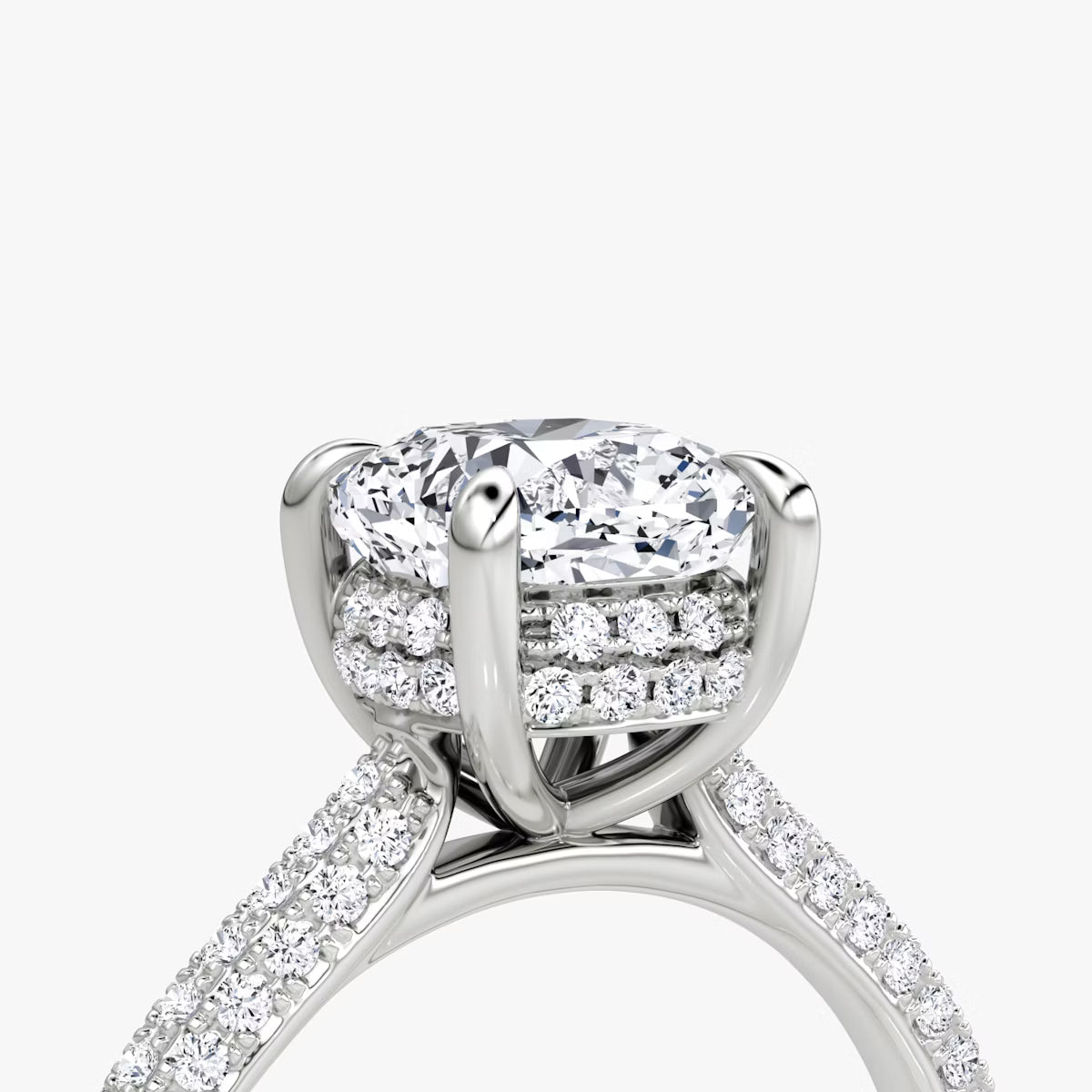 The Luxe Hidden Halo Pavé Cushion Diamond Ring