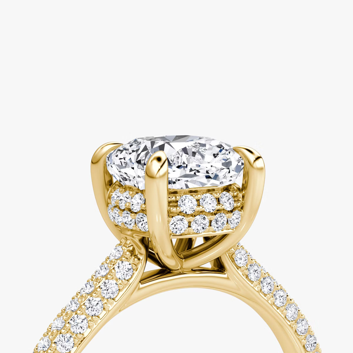 The Luxe Hidden Halo Pavé Cushion Diamond Ring