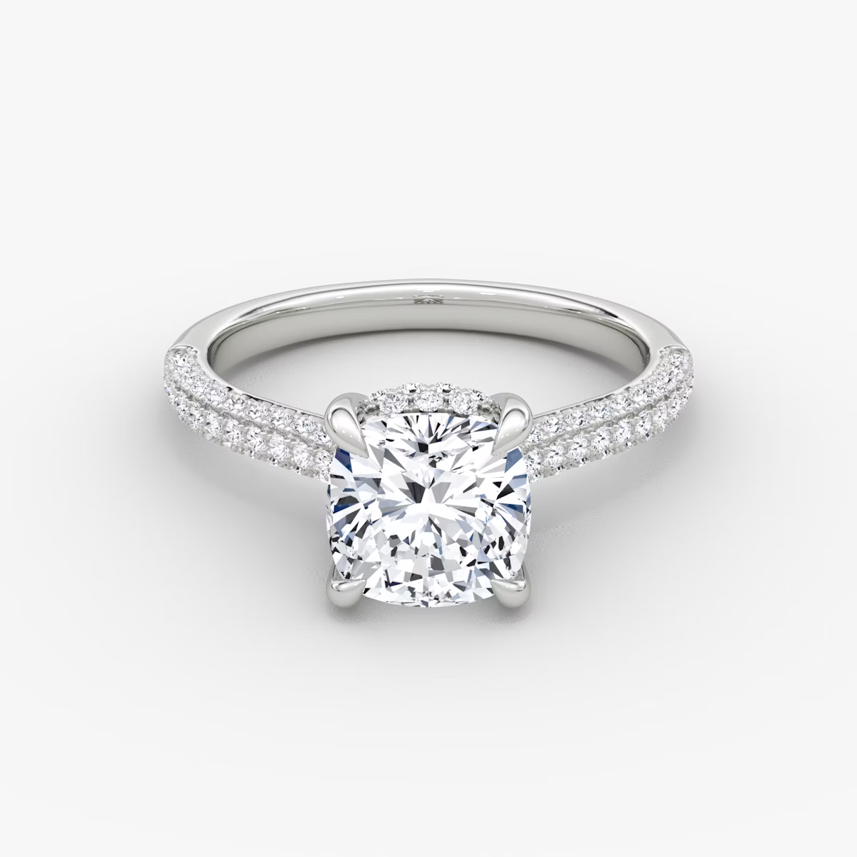 The Luxe Hidden Halo Pavé Cushion Diamond Ring