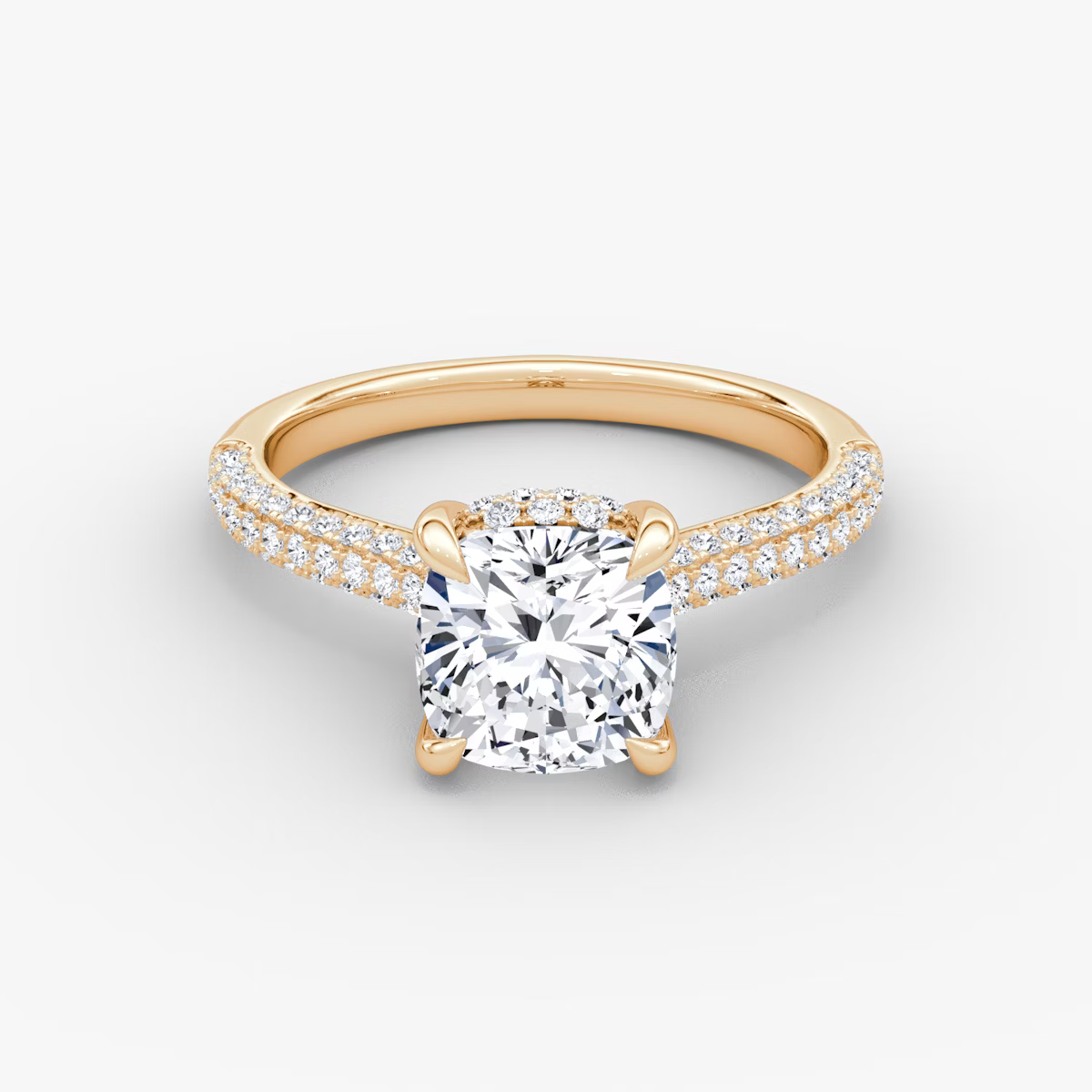 The Luxe Hidden Halo Pavé Cushion Diamond Ring
