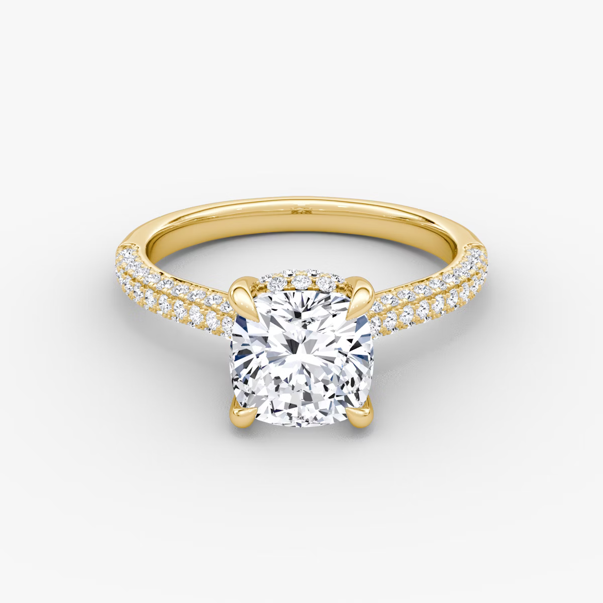 The Luxe Hidden Halo Pavé Cushion Diamond Ring