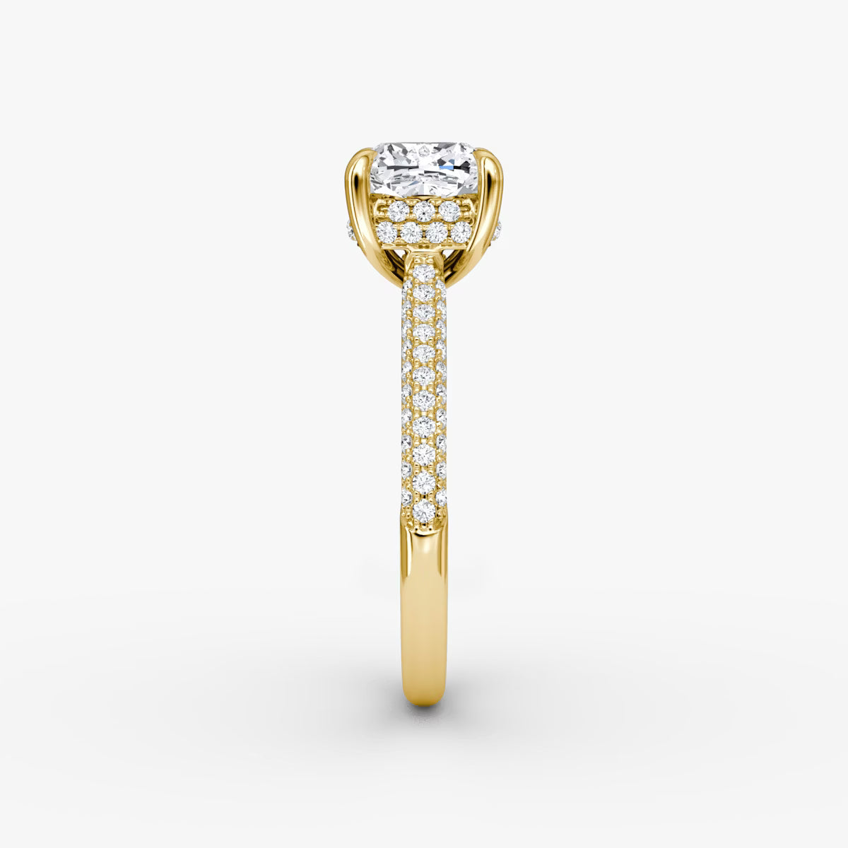 The Luxe Hidden Halo Pavé Cushion Diamond Ring