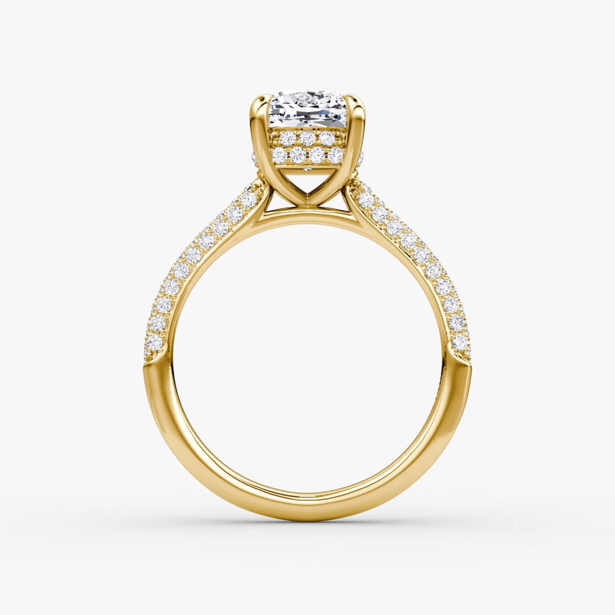 The Luxe Hidden Halo Pavé Cushion Diamond Ring