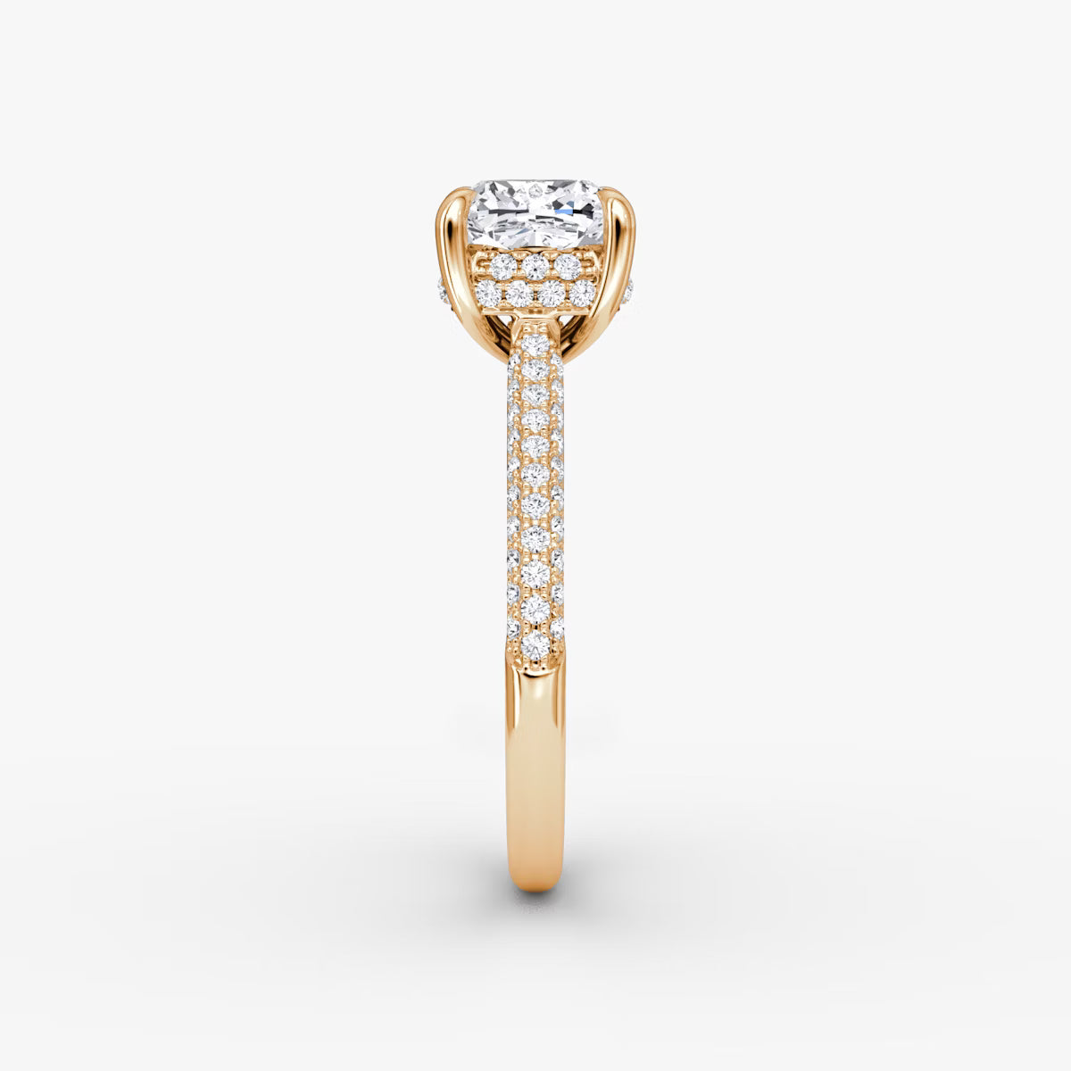 The Luxe Hidden Halo Pavé Cushion Diamond Ring