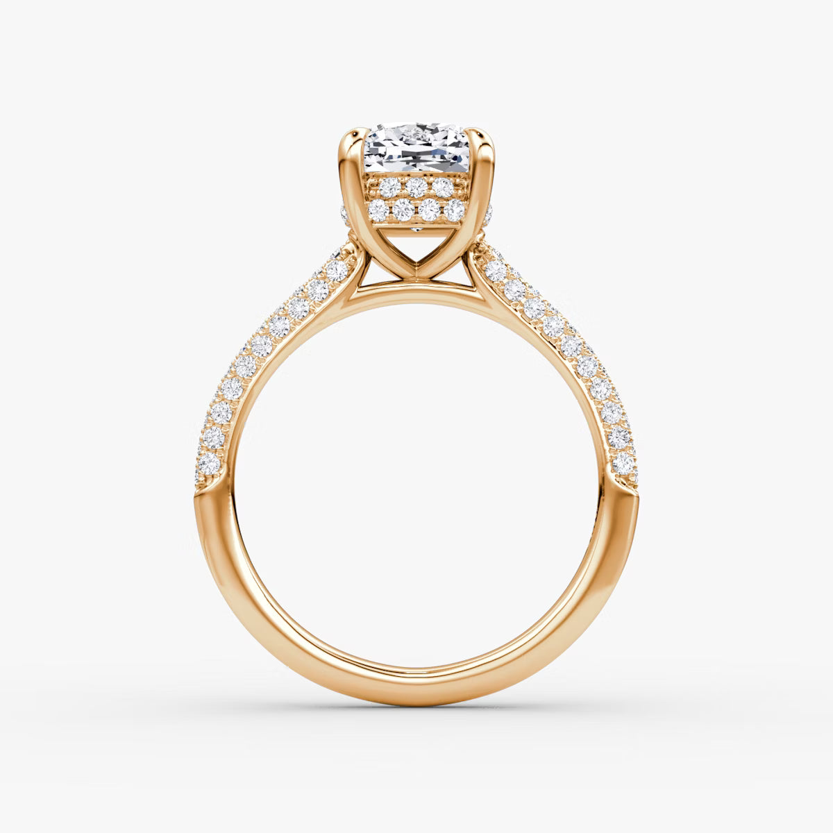 The Luxe Hidden Halo Pavé Cushion Diamond Ring