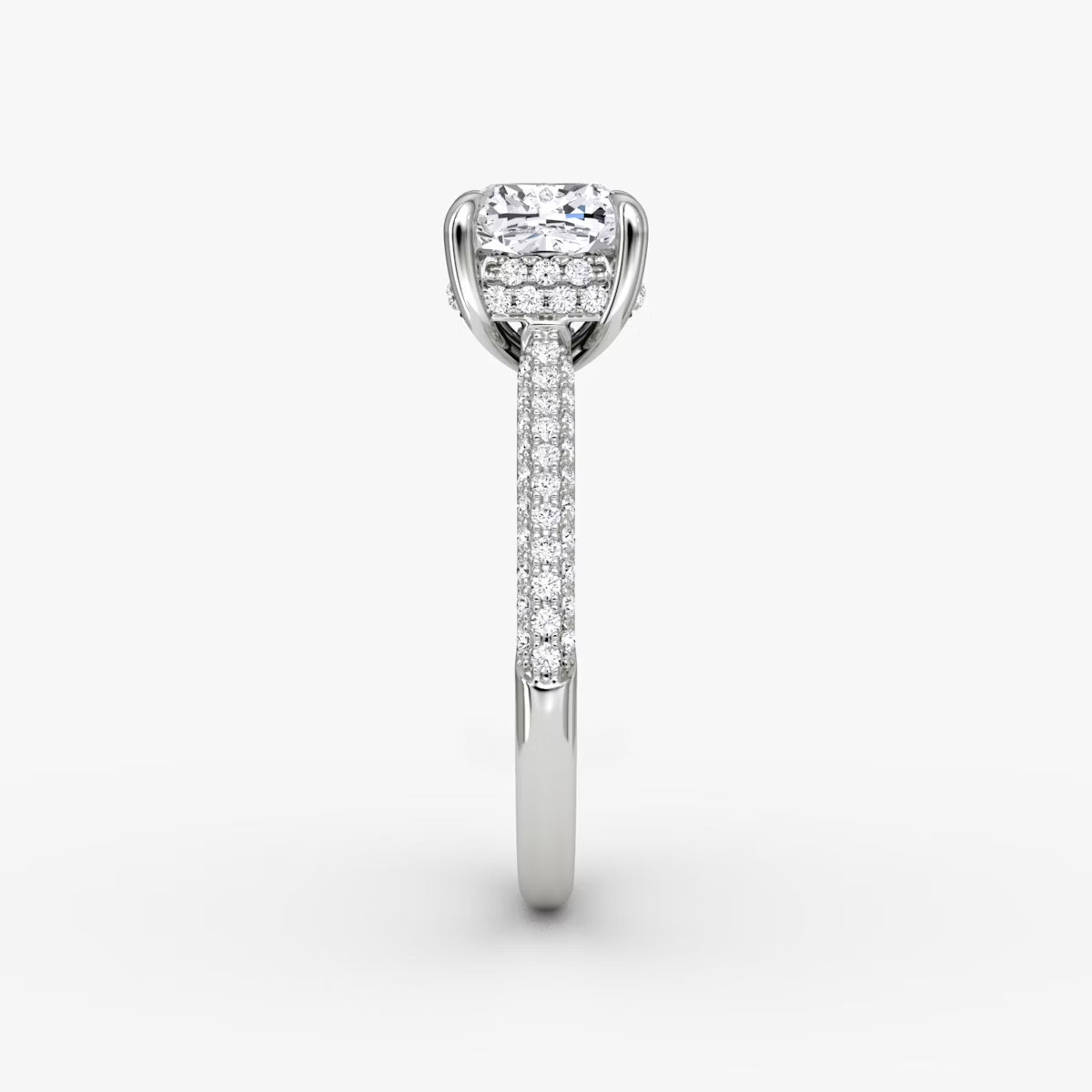 The Luxe Hidden Halo Pavé Cushion Diamond Ring