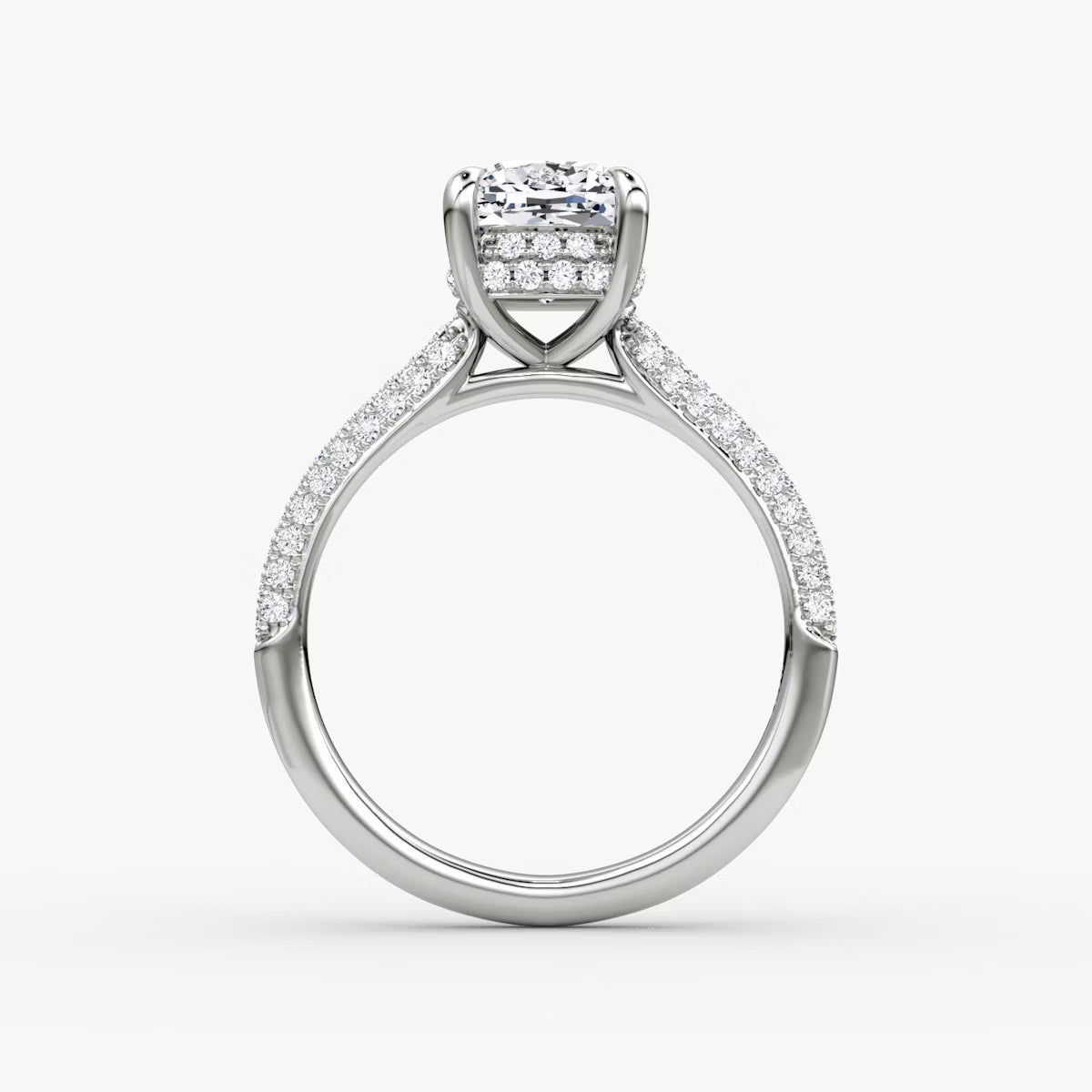 The Luxe Hidden Halo Pavé Cushion Diamond Ring