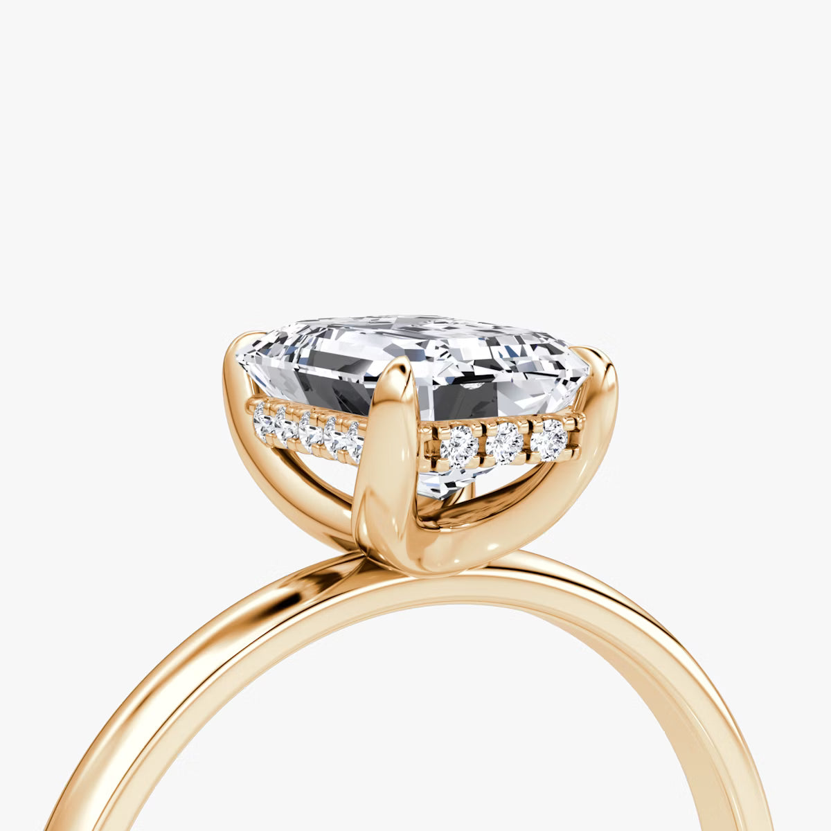 Emerald Hidden Halo Diamond Ring