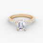 Emerald Secret Halo Diamond Ring with Pavé Setting