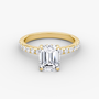 Emerald Secret Halo Diamond Ring with Pavé Setting