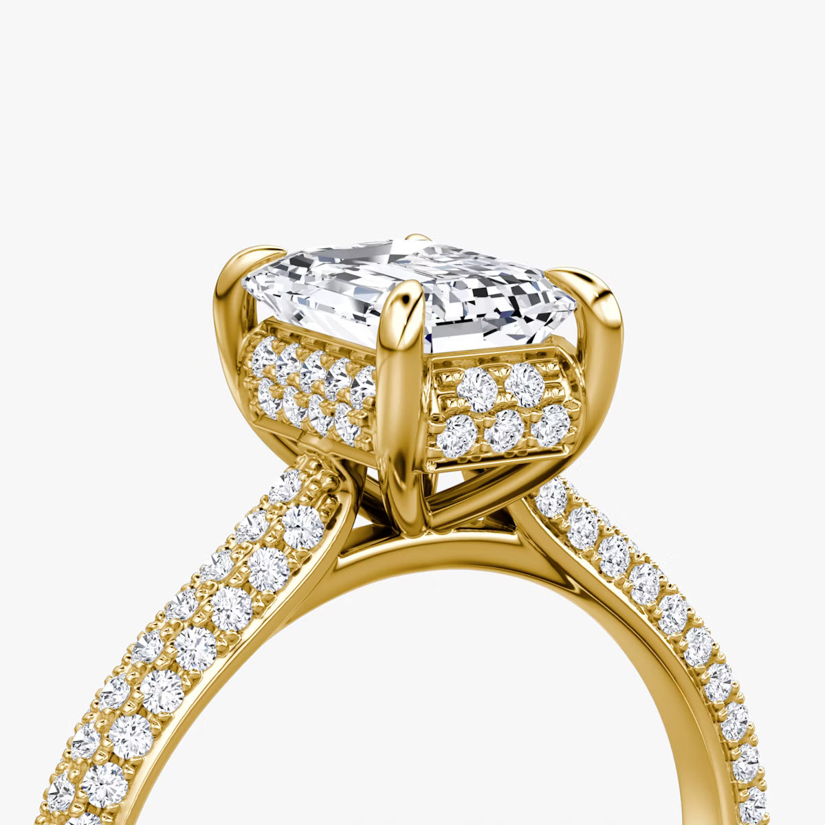 The Luxe Hidden Halo Pavé Emerald Diamond Ring