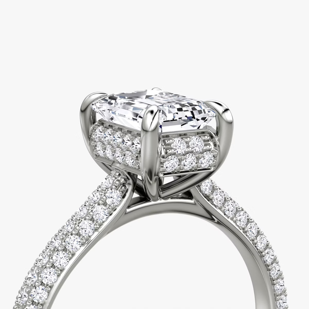 The Luxe Hidden Halo Pavé Emerald Diamond Ring