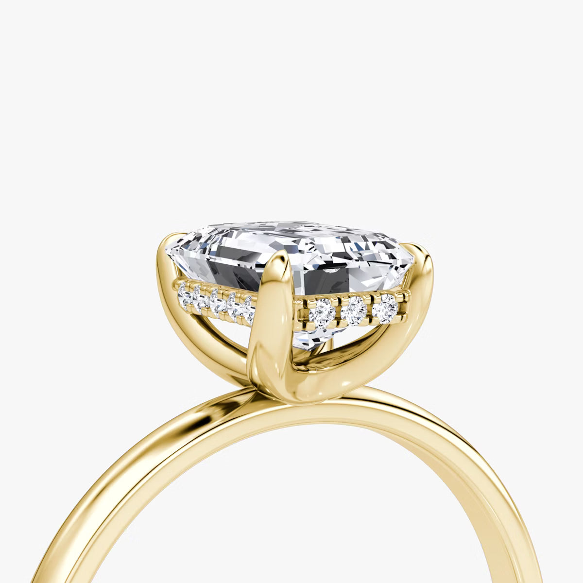 Emerald Hidden Halo Diamond Ring