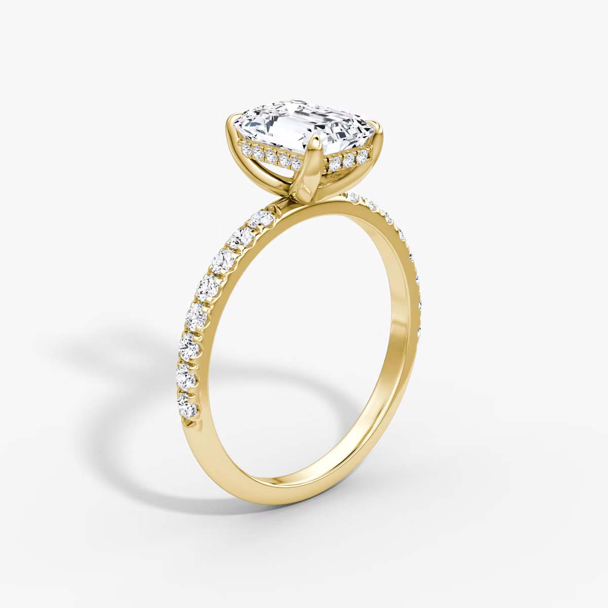 Radiant Hidden Halo Diamond Ring with Pavé Setting