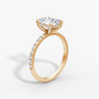 Emerald Hidden Halo Diamond Ring with Pavé Setting and Prong-Set Accents