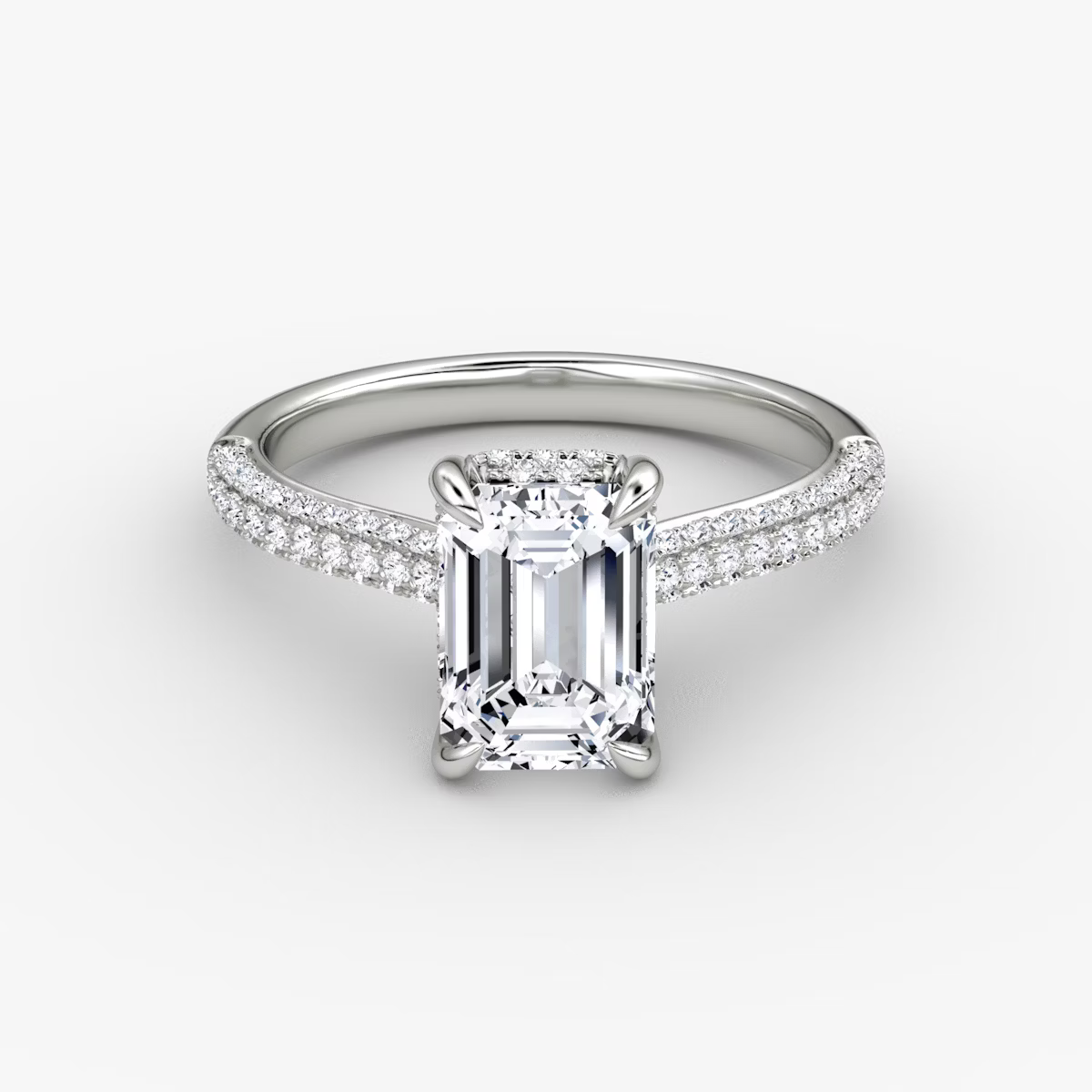 The Luxe Hidden Halo Pavé Emerald Diamond Ring