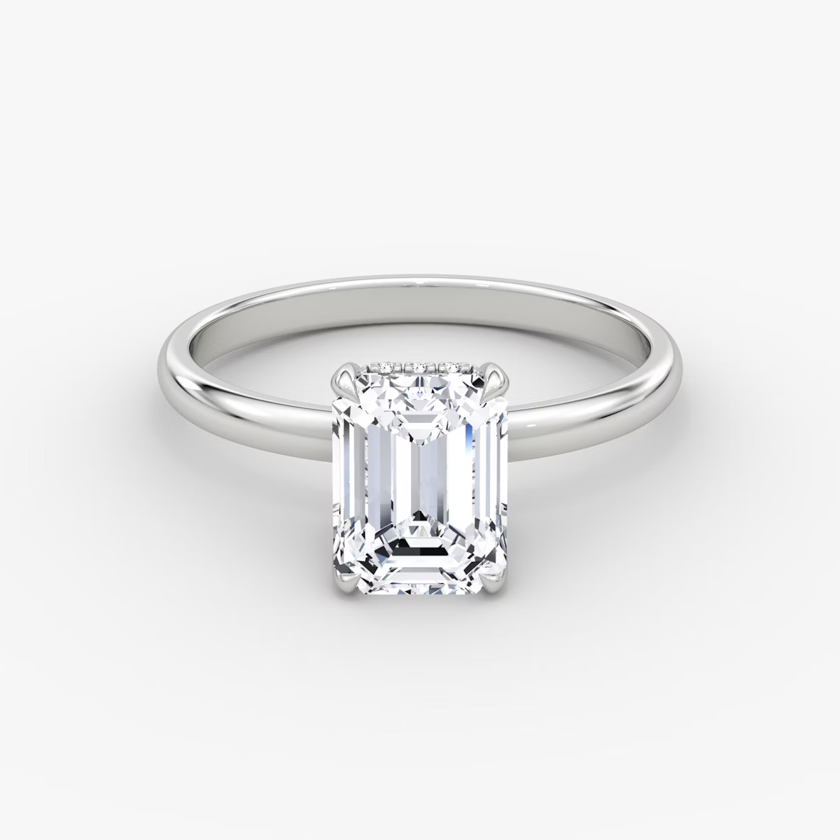 Emerald Hidden Halo Diamond Ring