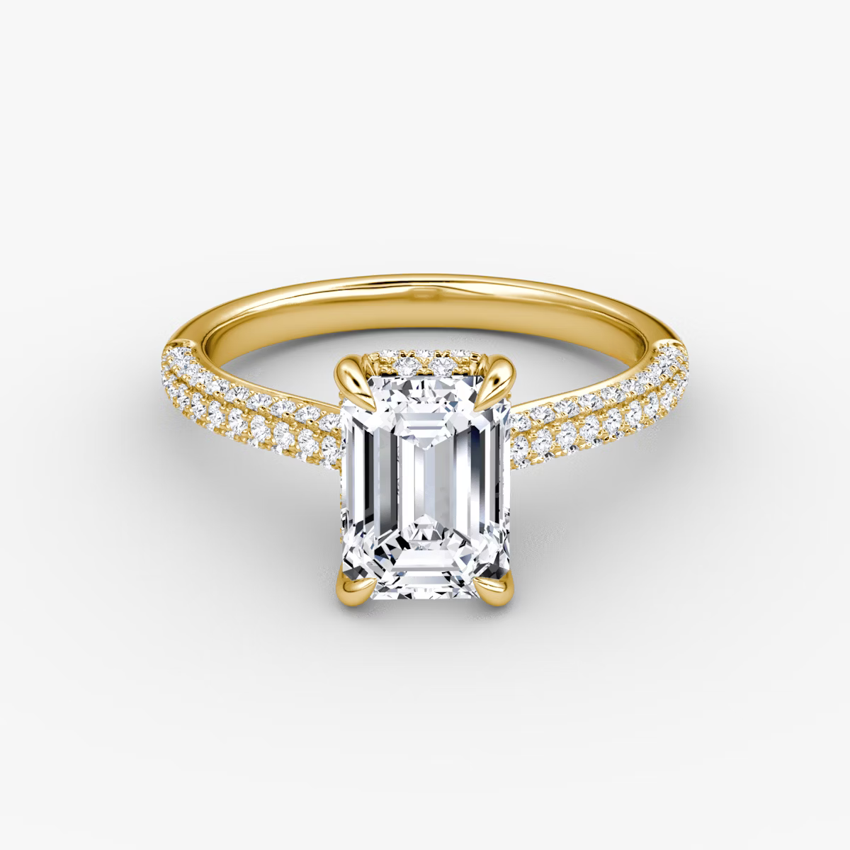 The Luxe Hidden Halo Pavé Emerald Diamond Ring