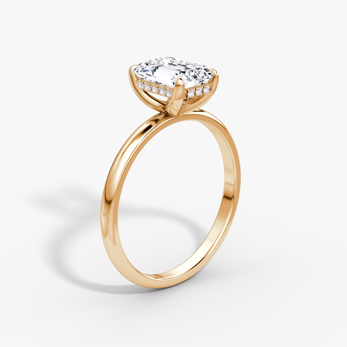 Emerald Hidden Halo Diamond Ring