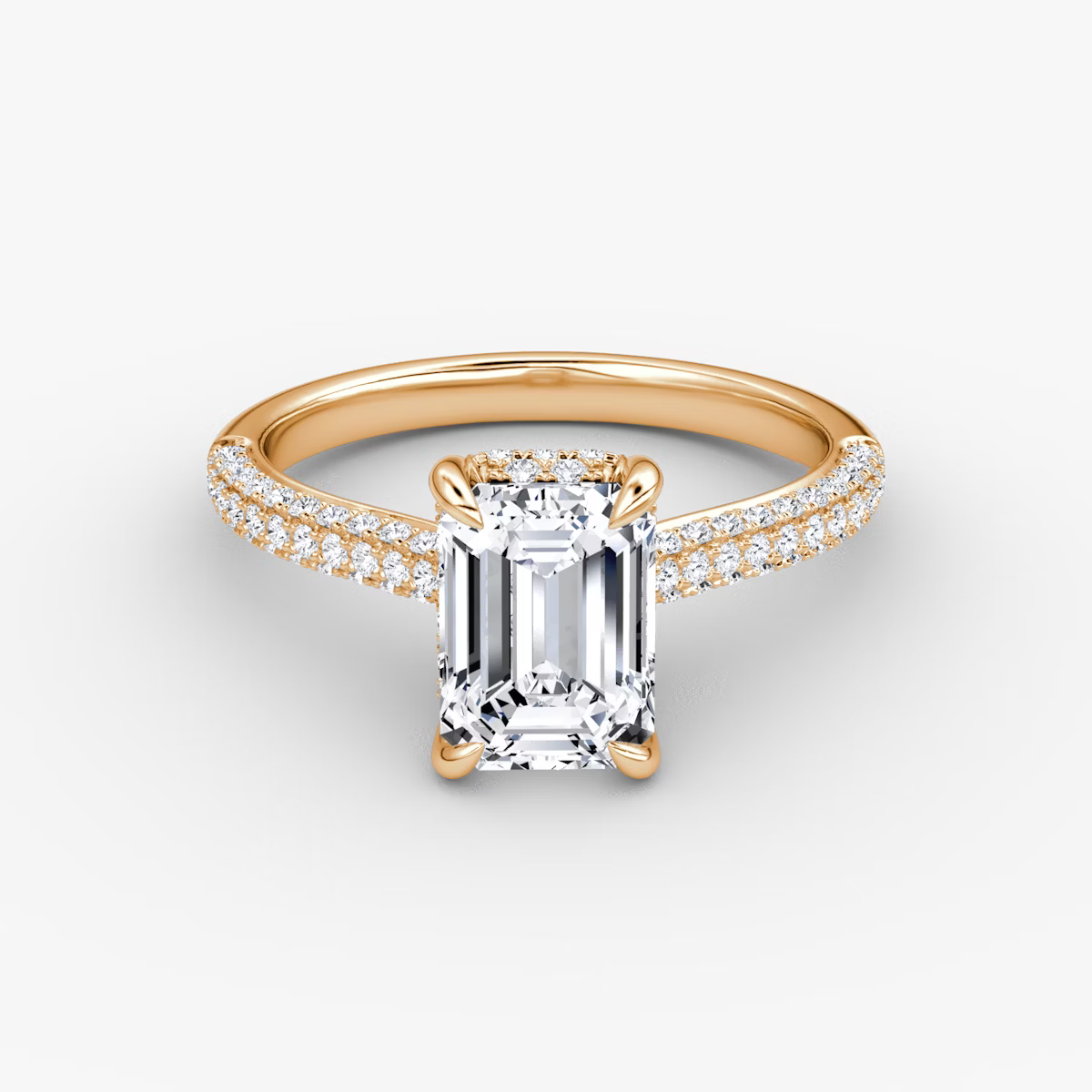 The Luxe Hidden Halo Pavé Emerald Diamond Ring