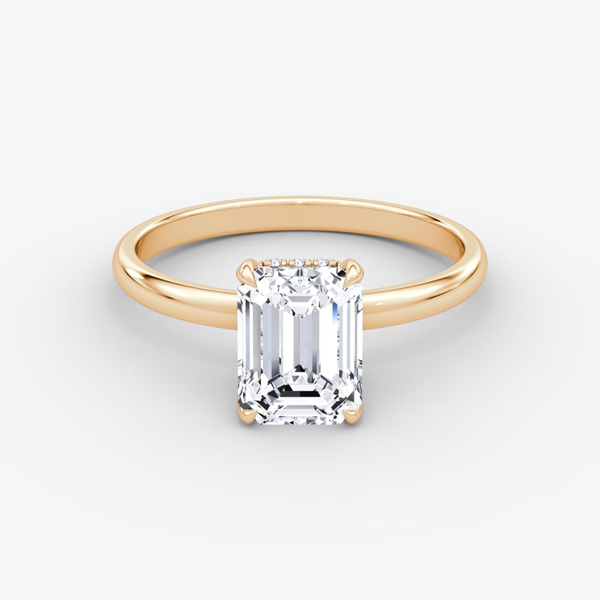 Emerald Hidden Halo Diamond Ring