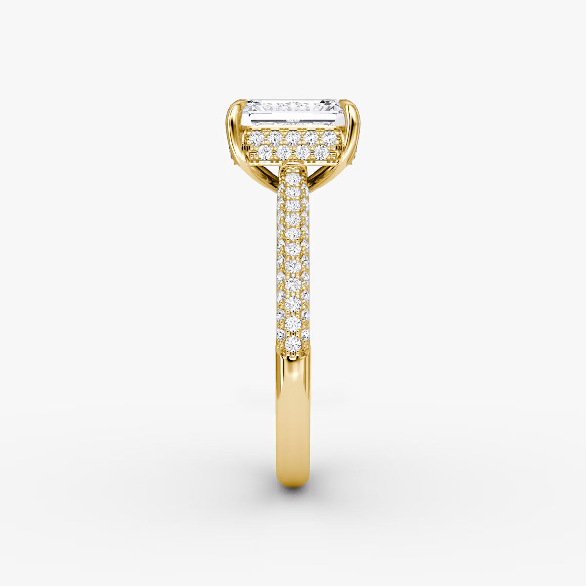 The Luxe Hidden Halo Pavé Emerald Diamond Ring
