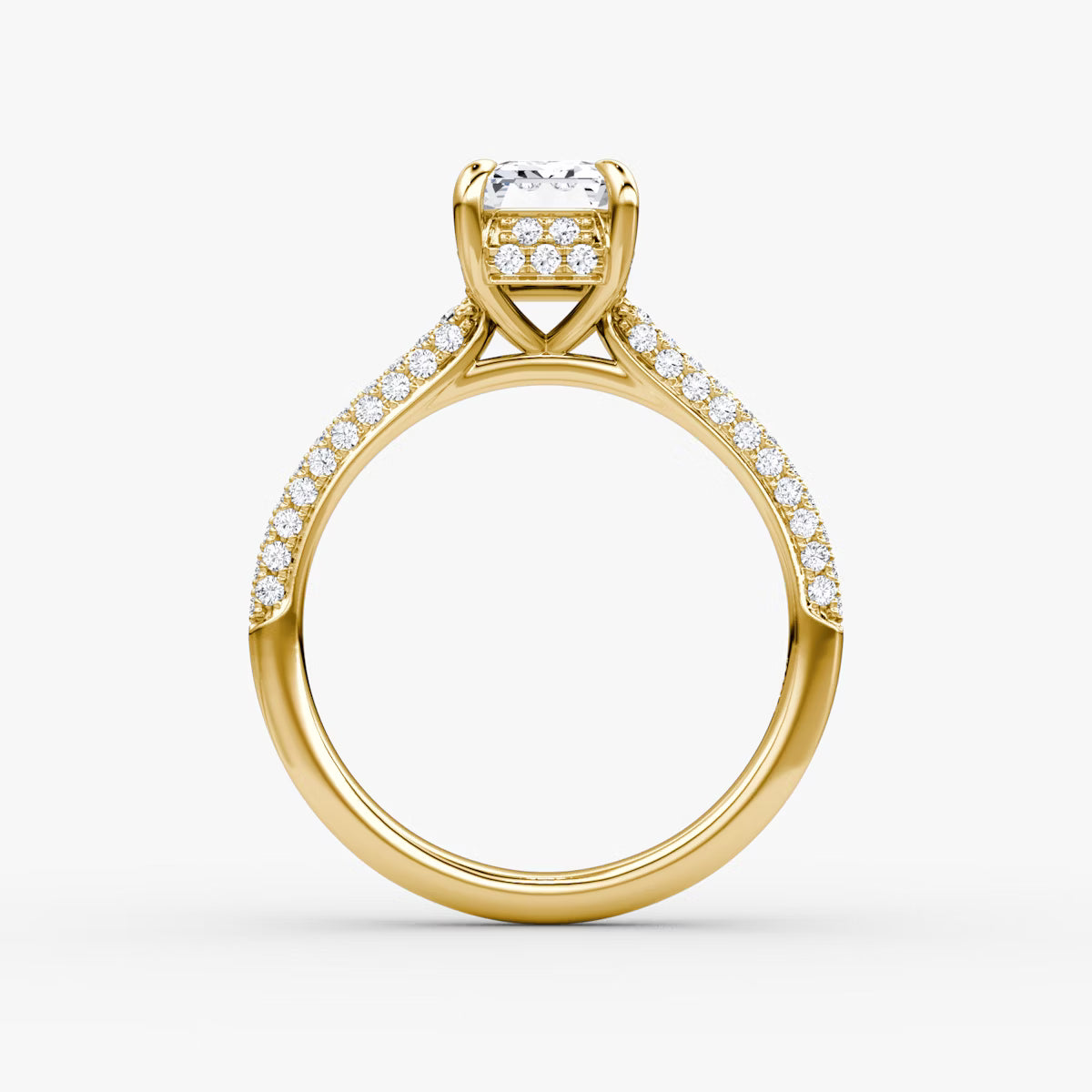 The Luxe Hidden Halo Pavé Emerald Diamond Ring
