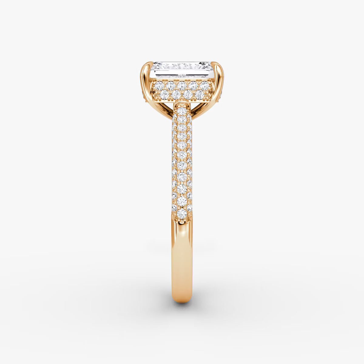 The Luxe Hidden Halo Pavé Emerald Diamond Ring