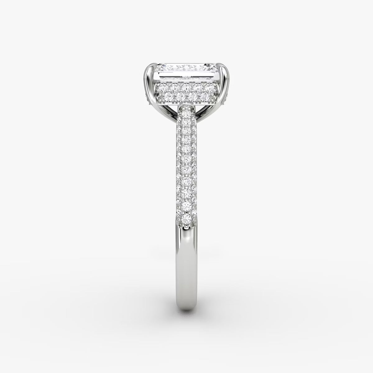 The Luxe Hidden Halo Pavé Emerald Diamond Ring