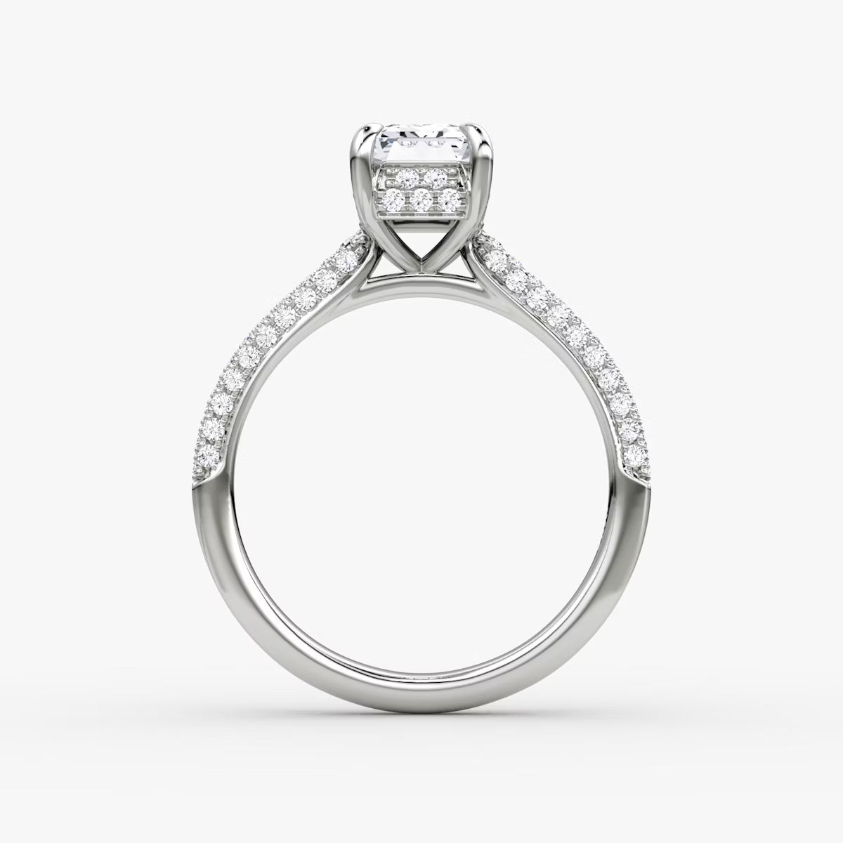 The Luxe Hidden Halo Pavé Emerald Diamond Ring
