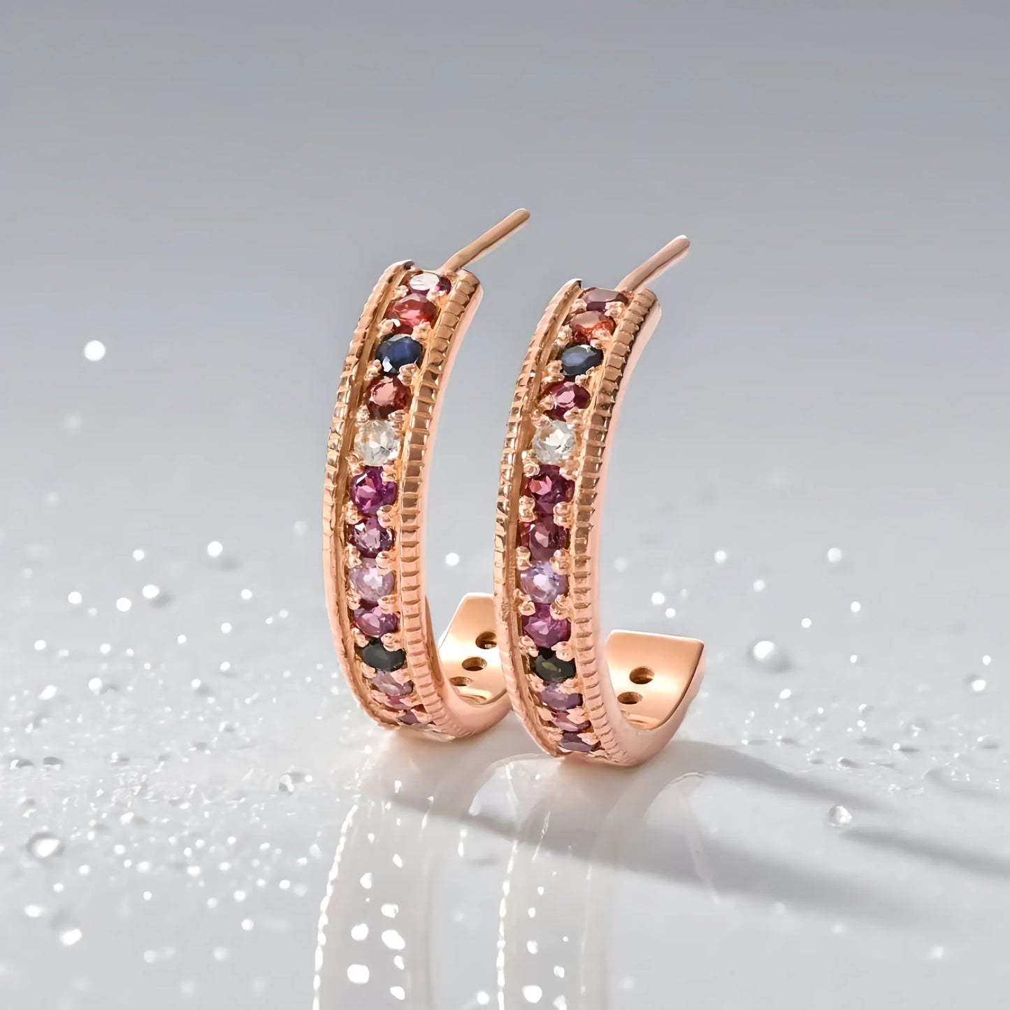 Multigemstone Hoop Earrings