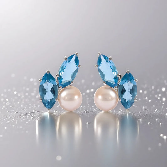 Pearl Swiss Topaz Earrings