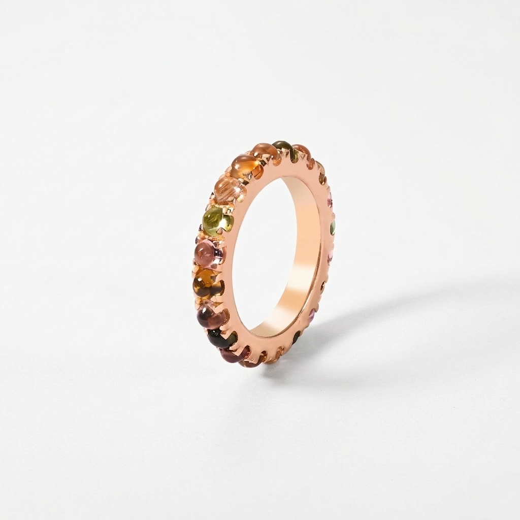 Natural Tourmaline Band - 925 Sterling Silver