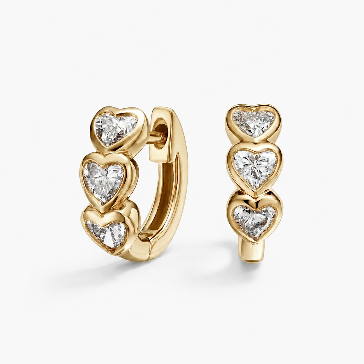 Bezel Heart Shaped Lab Diamond Hoop Earrings