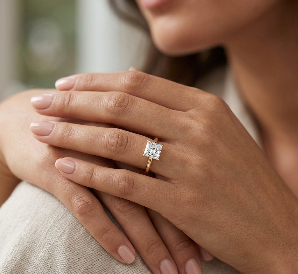 Princess Hidden Halo Diamond Ring