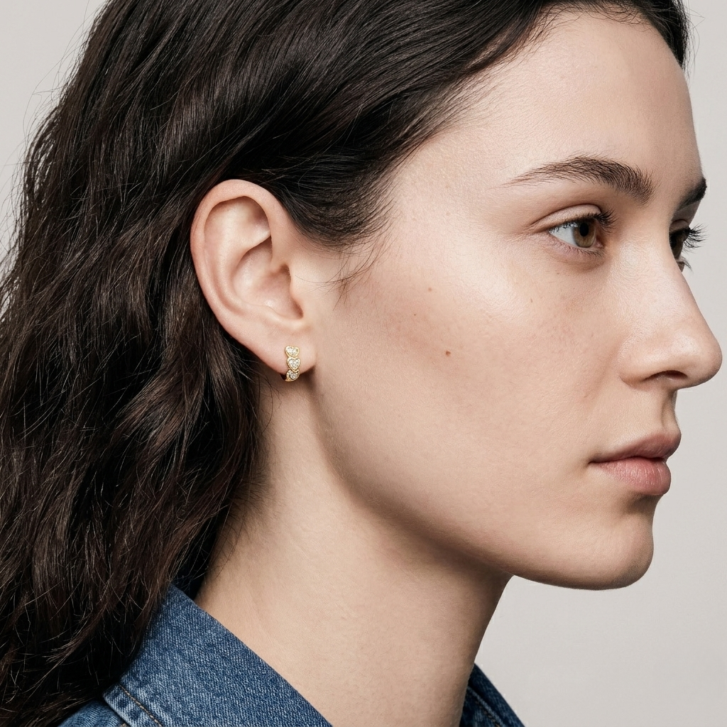 Bezel Heart Shaped Lab Diamond Hoop Earrings