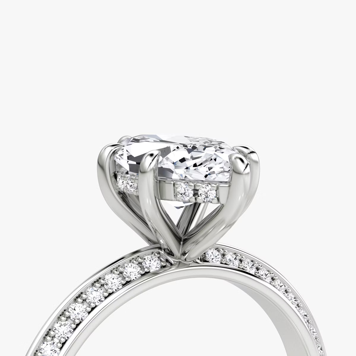 The Sculpted Marquise Hidden Halo Diamond Ring with Pavé Setting