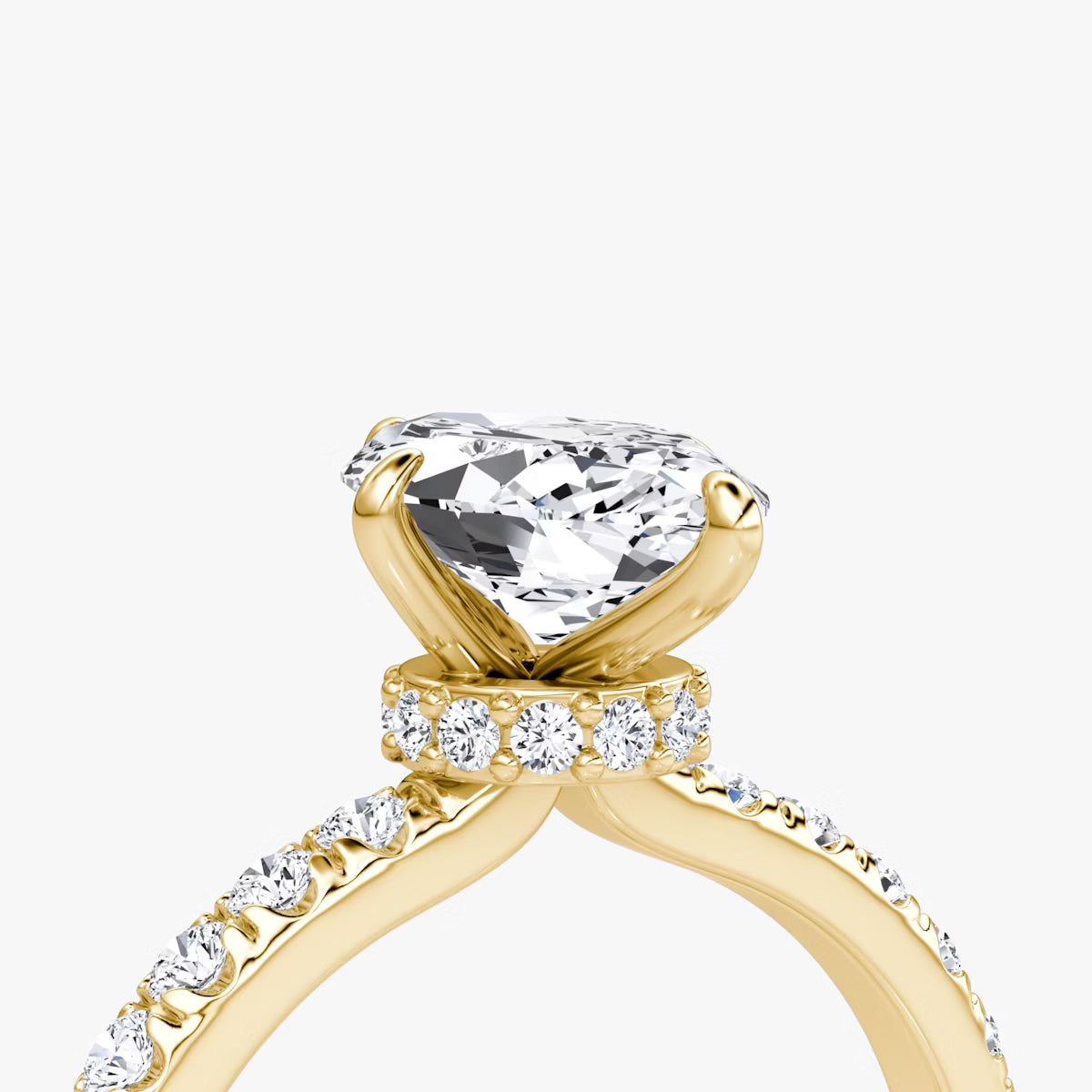 Marquise Secret Halo Diamond Ring with Pavé Setting