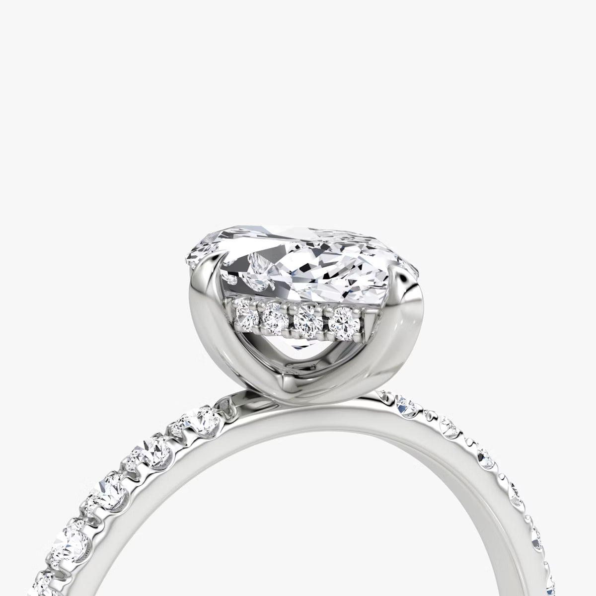 Marquise Hidden Halo Diamond Ring with Pavé Setting