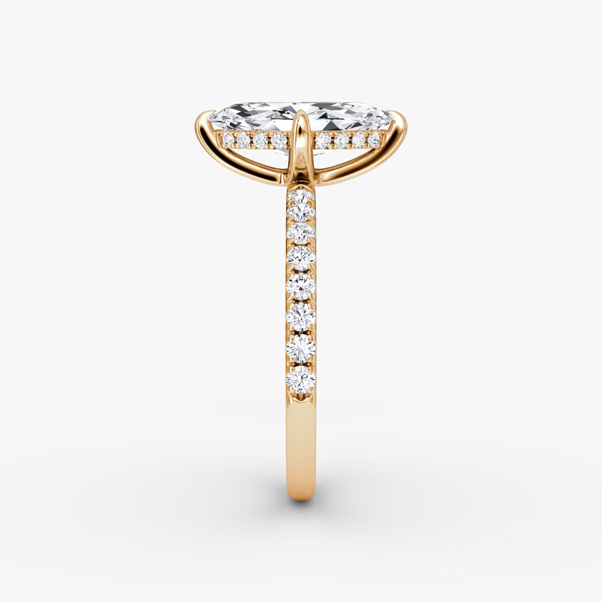 Marquise Hidden Halo Diamond Ring with Pavé Setting