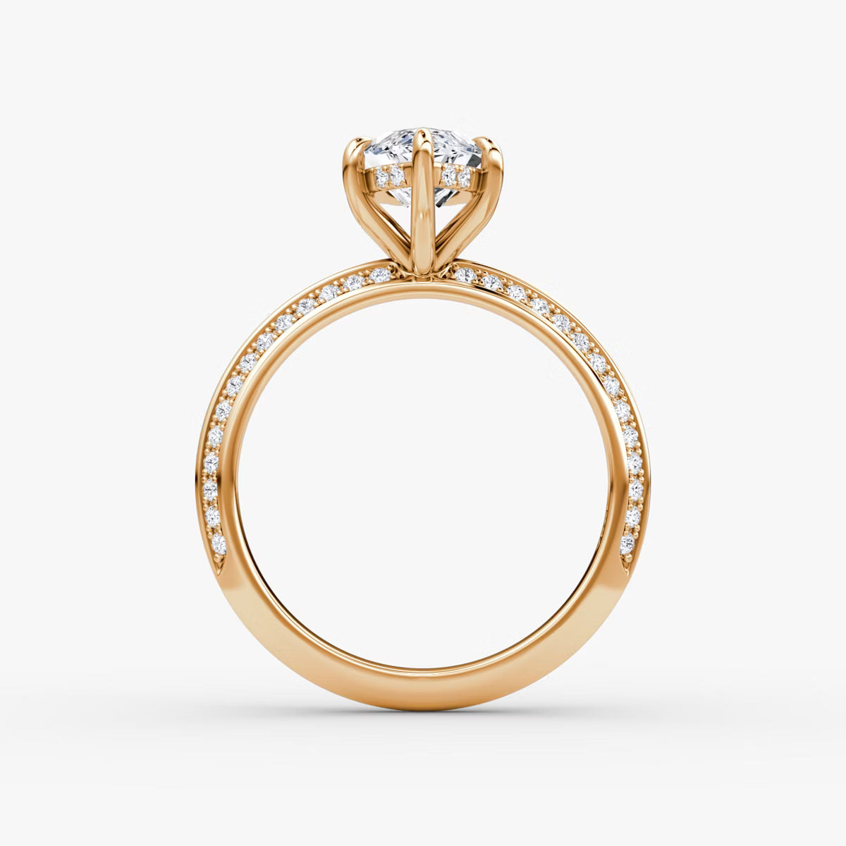 The Sculpted Marquise Hidden Halo Diamond Ring with Pavé Setting